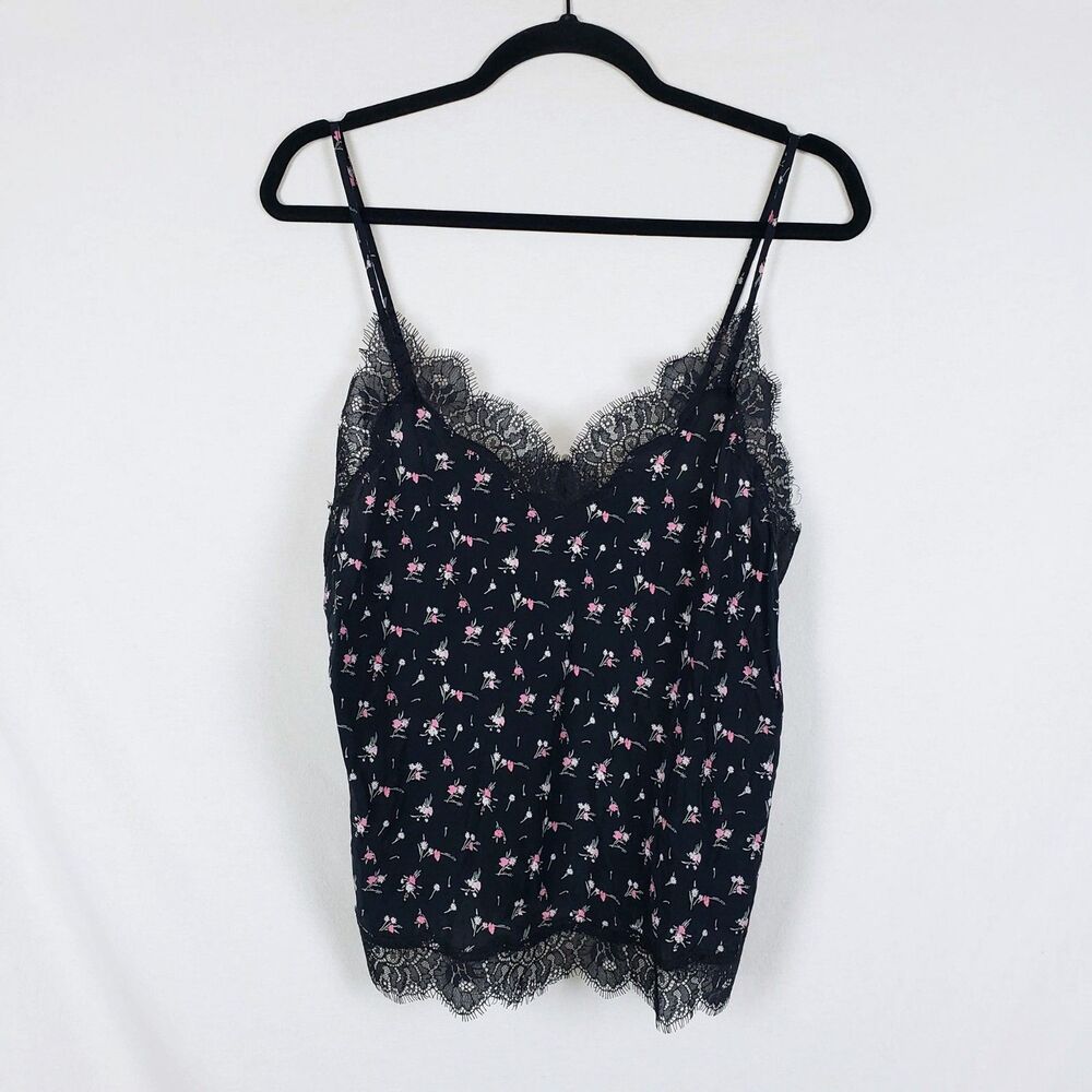 Victoria's Secret Dainty Floral Camisole Womens M Coquette Lace Trim Lingerie
